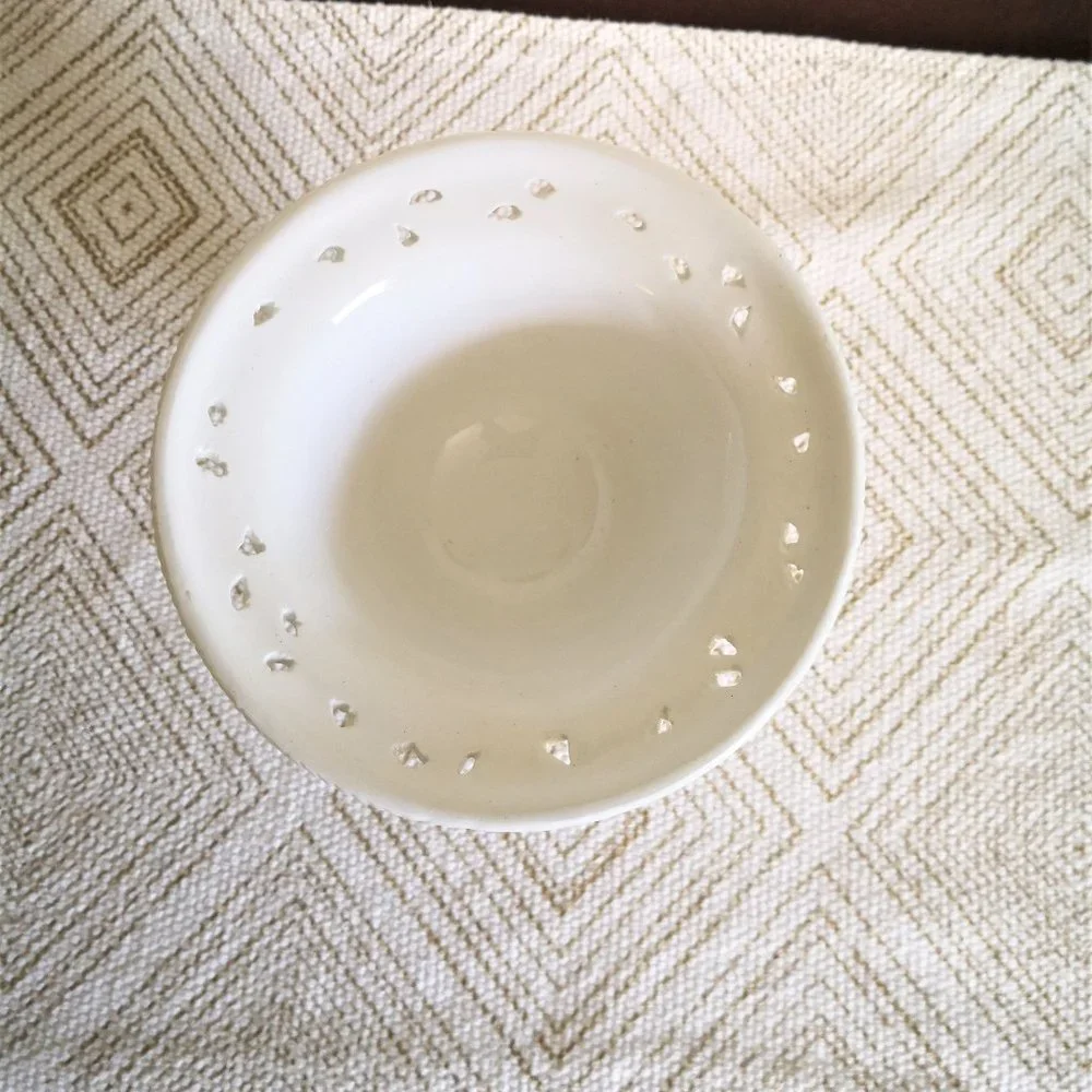Italian Artsy White Pierced Rim Pedestal Centerpiece by‎ J. W. Company Decor